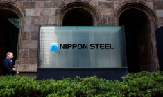 Nippon Steel logo is displayed at the company's headquarters in Tokyo