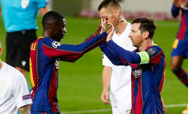 Ronaldinho et Lionel Messi félicitent Ousmane Dembélé pour son Ballon d’or