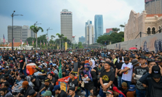 Manifestation contre l'augmentation du coût de la vie et le manque de réformes imputés au gouvernement du Premier ministre malaisie Anwar Ibrahim, le 26 juillet  à Kuala Lumpur ( AFP / Mohd RASFAN )
