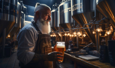 (Crédits photo : Adobe Stock - Artisan-brasseur français admirant sa bière récemment médaillée)