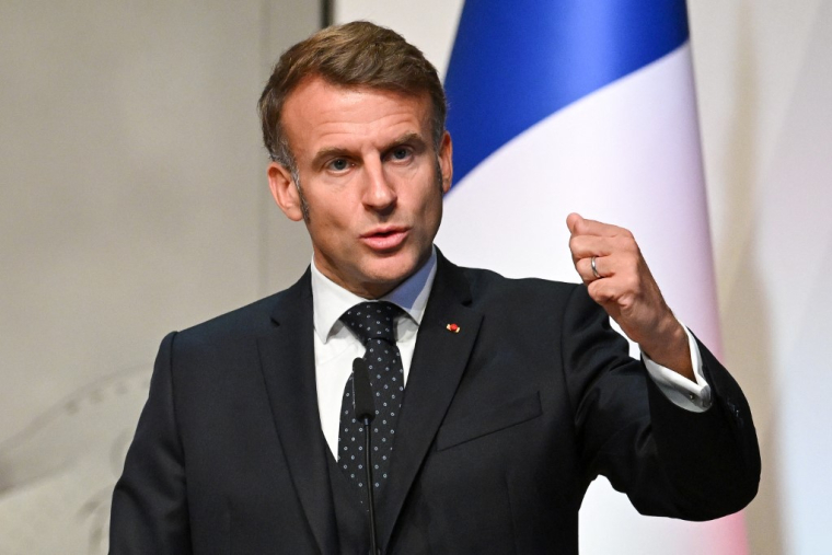 Emmanuel Macron à Ljubljana, en Slovénie, le 21 octobre 2025. ( AFP / JURE MAKOVEC )