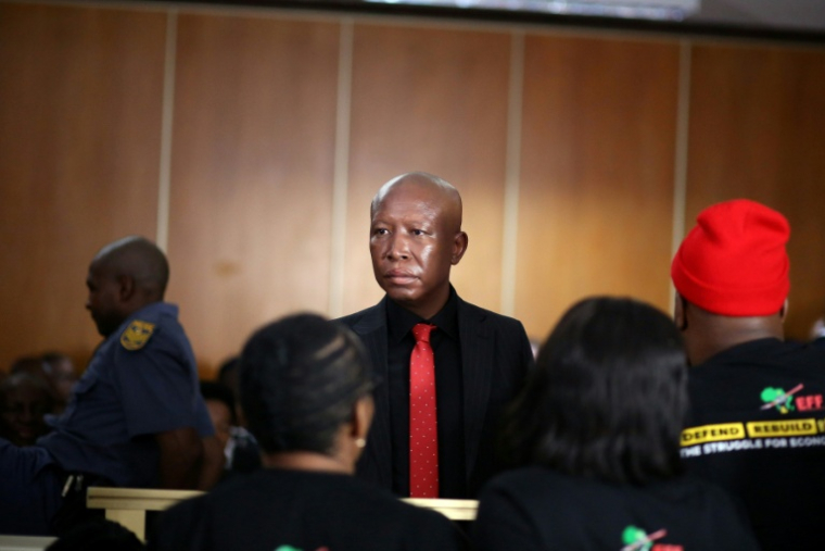 Julius Malema, leader des "Combattants pour la liberté économique" (EFF) comparaît au tribunal de KuGompo, le 16 avril 2026 en Afrique du Sud ( AFP / Mark Andrews )