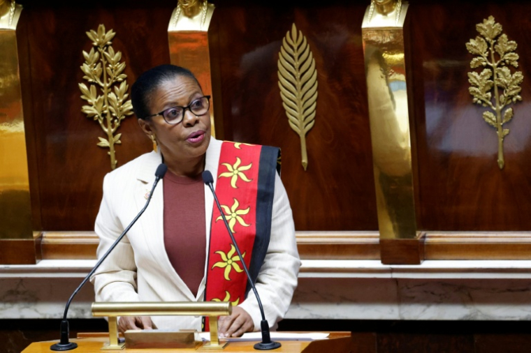 La députée RN Anchya Bamana le 20 janvier 2025 à l'Assemblée nationale à Paris ( AFP / Ludovic MARIN )
