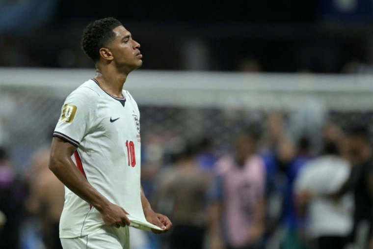 Le milieu de terrain anglais Jude Bellingham après sa défaite en demi-finale du Mondial contre l'Argentine, le 15 juillet 2026 à Atlanta ( AFP / JUAN MABROMATA )