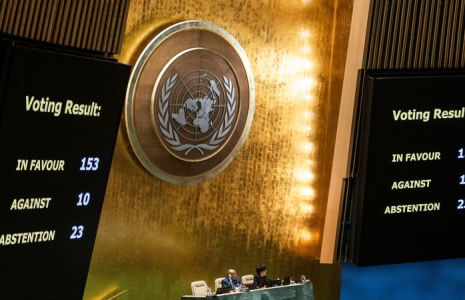 L'Assemblée générale des Nations Unies vote une résolution sur le cessez-le-feu dans le cadre du conflit entre Israël et le groupe islamiste palestinien Hamas, à New York