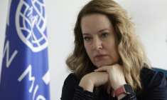 Amy Pope, directrice générale de l'Organisation internationale pour les migrations de l'ONU (OIM), le 21 octobre 2025, à Rabat au Maroc ( AFP / Abdel Majid BZIOUAT )