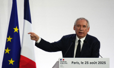 François Bayrou, lors de sa conférence de presse du 25 août. (crédit :  Dimitar DILKOFF / AFP)