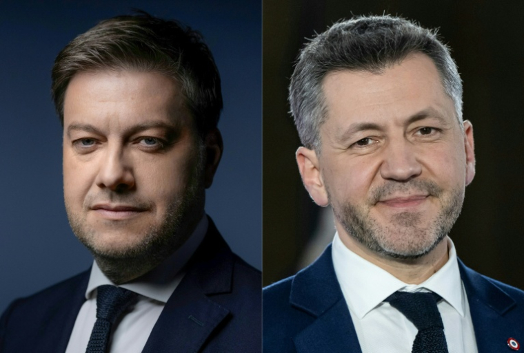 Combinaison d'images réalisée le 15 mars 2026 du maire de gauche sortant de Marseille Benoît Payan, à gauche, et à sa doite le candidat RN Franck Allisio ( AFP / JOEL SAGET )