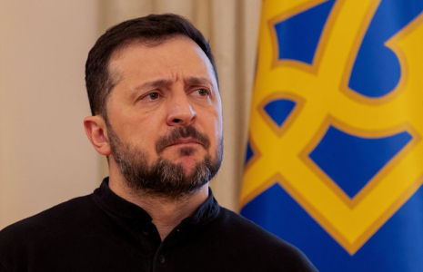 Le président ukrainien Volodimir Zelensky tient une conférence de presse à Kyiv