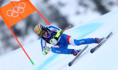 Romane Miradoli lors du Super-G féminin au J.O. de Milano Cortina 2026