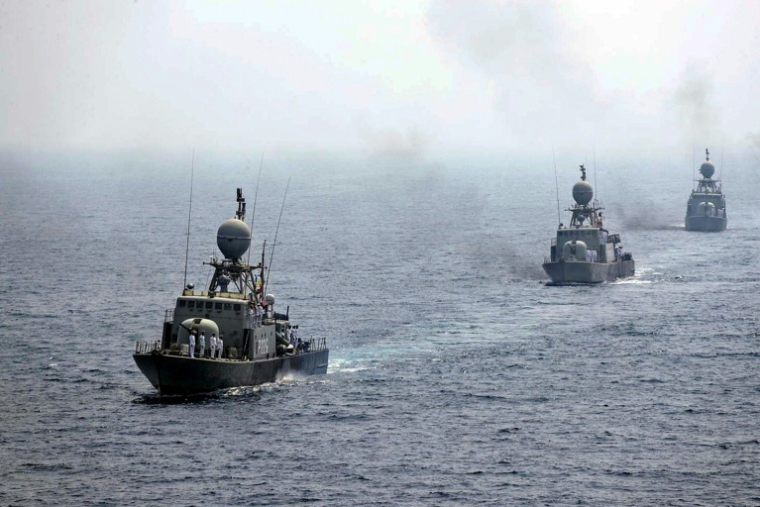 Photo fournie par le site officiel de l'armée iranienne, le 12 septembre 2020, de navires de la marine iranienne au dernier jour d'un exercice militaire dans le Golfe, près du détroit d'Ormuz, dans le sud de l'Iran ( Bureau de l'armée iranienne / - )