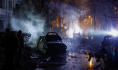 Conséquences d'un tir de missile russe à Kiev