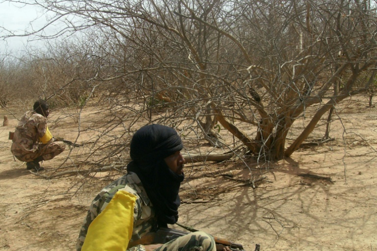 Des militaires maliens en patrouille dans la forêt de Wagoudou, à la frontière avec la Mauritanie, qui abrite des bases du JNIM, le 18 juillet 2011 ( AFP / Serge DANIEL )