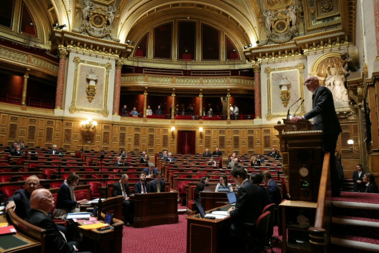 Le ministre de l'Économie et des finances, Roland Lescure (d) s'exprime devant le Sénat, à Paris, le 27 novembre 2025   ( AFP / Thomas SAMSON )