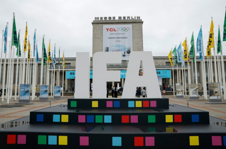 L'entrée du salon de l'électronique (IFA) à Berlin, le 5 septembre 2025 ( AFP / Odd ANDERSEN )