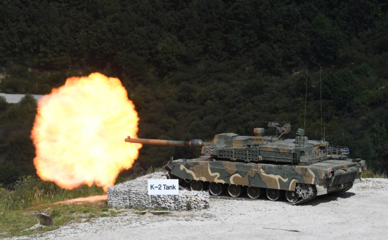 Un char K2 en démonstration, en Corée du sud, le 11 septembre 2018 ( AFP / JUNG YEON-JE )