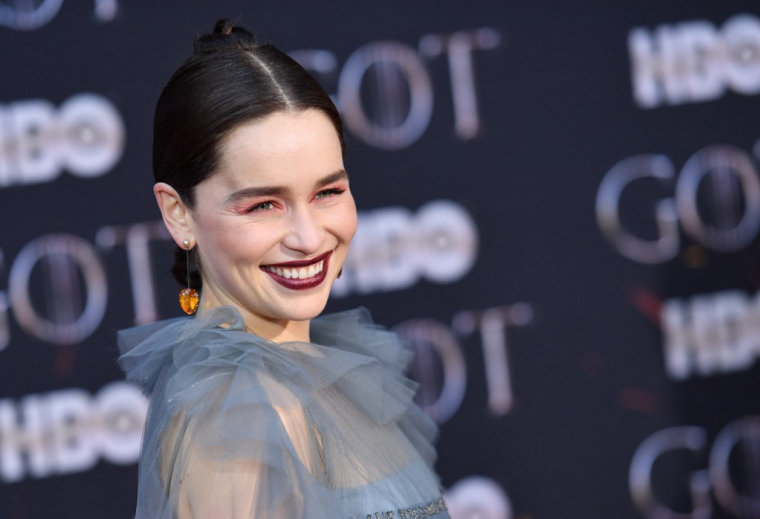 L'actrice britannique Emilia Clarke à la Première de la 8e et dernière saison de "Game of Thrones" le 3 avril 2019 à New York.  ( AFP / ANGELA WEISS )