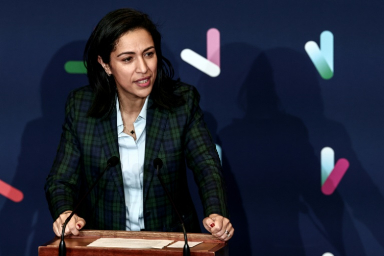 La haute-commissaire à l'Enfance, Sarah El Haïry, à Paris le 23 novembre 2025 ( AFP / Thibaud MORITZ )