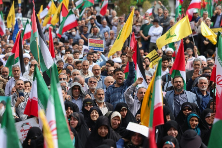Manifestation de soutien aux Palestiniens à Téhéran, le 11 avril 2025 en Iran ( AFP / - )