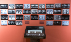 Des plaques photographiques anthropométrique de personnes identifiées comme membres de la communauté des gens du voyage exposées au musée du camp de Rivesaltes, le 27 juillet 2024 dans les Pyrénées-Orientales ( AFP / Matthieu RONDEL )