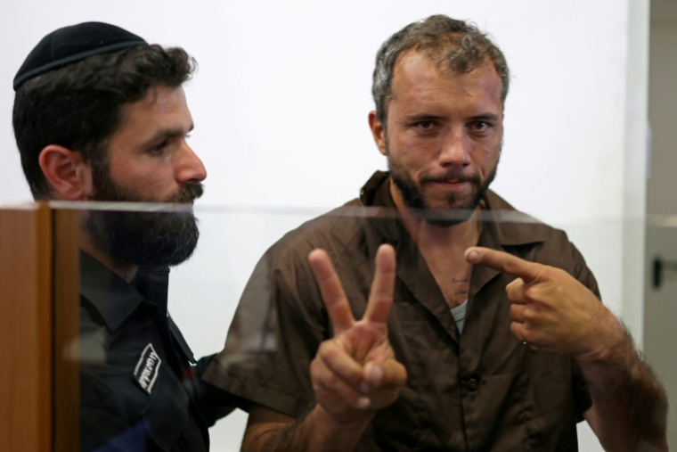 Le Brésilien Thiago Avila,  militant de la "Flottille pour Gaza", le 3 mai 2026 au tribunal de la ville côtière israélienne d'Ashkelon ( AFP / Ilia YEFIMOVICH )