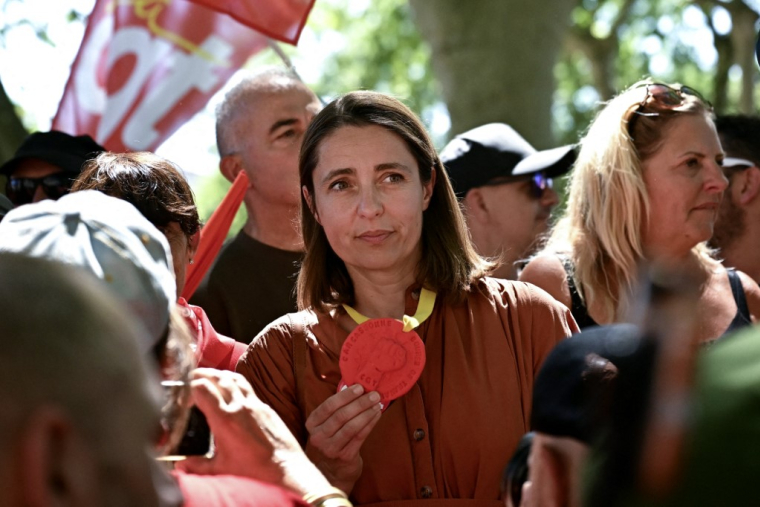 Sophie Binet à Carcassonne, le 7 juillet 2026. ( AFP / LOIC VENANCE )