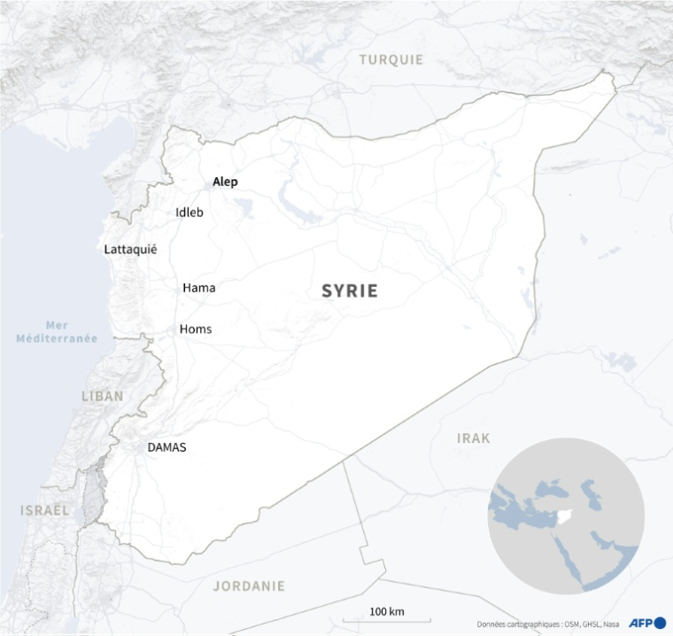Carte de la Syrie ( AFP / Sylvie HUSSON )
