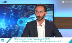 Depuis son point bas d avril 2020 de combien le cours du brent est remonté?