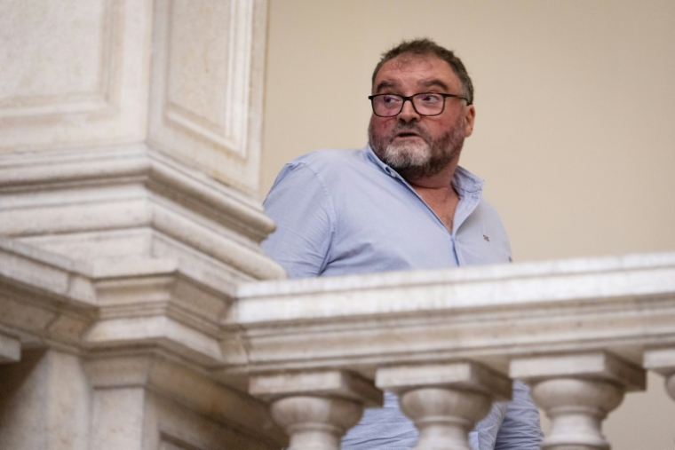 Frédéric Péchier à la cour d'assises du Doubs, à Besançon, le 8 septembre 2025 ( AFP / SEBASTIEN BOZON )