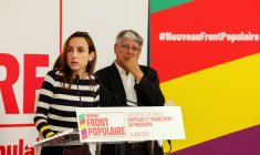 Julia Cagé et Éric Coquerel à Paris, le 21 juin 2024. ( AFP / EMMANUEL DUNAND )