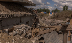 Un poste frontière entre l'Ukraine et la Russie dans la région de Soumy, en Ukraine, le 14 août 2024. ( AFP / ROMAN PILIPEY )