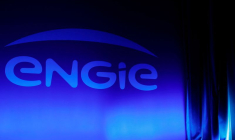 Le logo d'Engie est visible lors de l'assemblée générale annuelle des actionnaires de la société à Paris