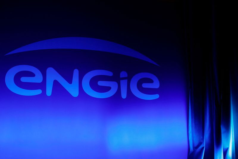 Le logo d'Engie est visible lors de l'assemblée générale annuelle des actionnaires de la société à Paris