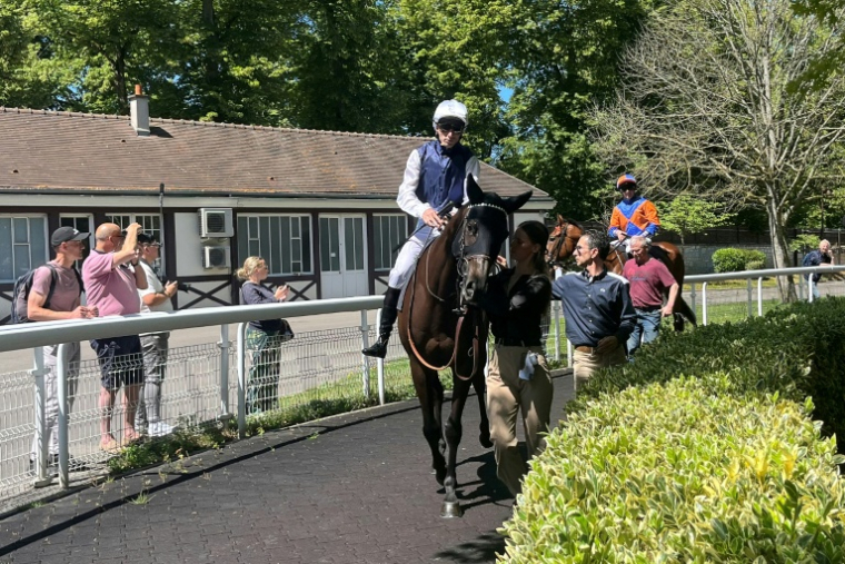 Le jockey Pierre-Charles Boudot après une course à Compiègne (Oise) le 13 juin 2026 ( AFP / Isabelle TOUSSAINT )