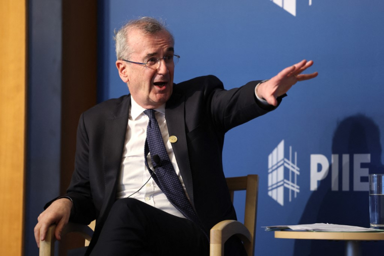 François Villeroy de Galhau à Wahsington, aux États-Unis, le 12 avril 2023. ( GETTY IMAGES NORTH AMERICA / KEVIN DIETSCH )