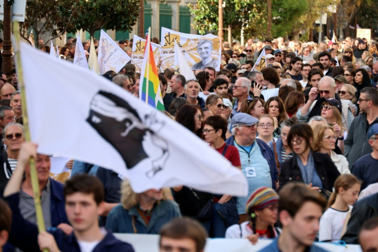 Des centaines de personnes ont défilé à Ajaccio ( AFP / Pascal POCHARD-CASABIANCA )