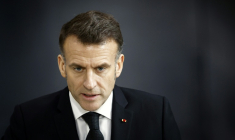 Emmanuel Macron à l'Ile Longue le 2 mars 2026 ( POOL / Yoan VALAT )