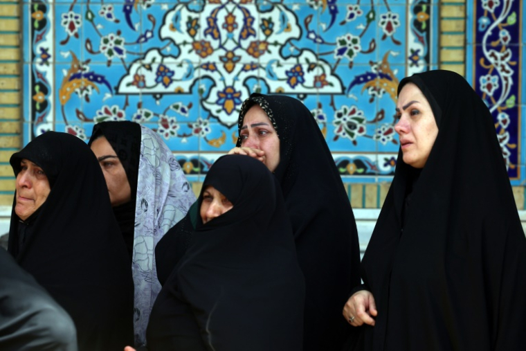 Pendant les funérailles d'un soldat iranien tué pendant les bombardements israéliens, le 26 juin 2025 ( AFP / - )